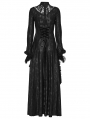 Black Gothic Floral Lace Multiple Layers Long Slim Fit Dress