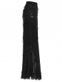 Black Gothic Decadent Ripped Knit Asymmetric Lace Long Skirt