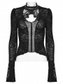 Black Sexy Gothic Mesh Spliced Lace Long Sleeve Shirt for Women