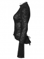 Black Sexy Gothic Mesh Spliced Lace Long Sleeve Shirt for Women