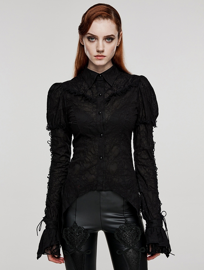 Black Gothic Dark Harajuku Style Slim Fit Shirt for Women