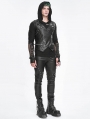 Black Gothic Punk Asymmetric Zipper Slim Fit  Waistcoat for Men