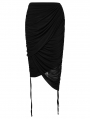 Black Gothic Drape Cut Multi Layered Fit Wrap Half Skirt