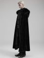 Black Vintage Gothic Handsome Men's Cloak with Detachable Fur Collar