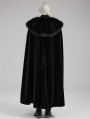 Black Vintage Gothic Handsome Men's Cloak with Detachable Fur Collar