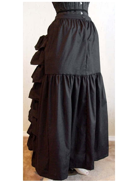 Black/White Cotton Victorian Bustle Skirt - Devilnight.co.uk