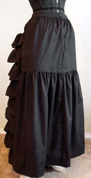 Black/White Cotton Victorian Bustle Skirt