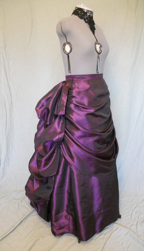 Purple Taffeta Victorian Bustle Skirt