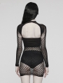 Black Gothic Sexy Patterned Mesh Fit Short Dress