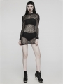 Black Gothic Sexy Patterned Mesh Fit Short Dress