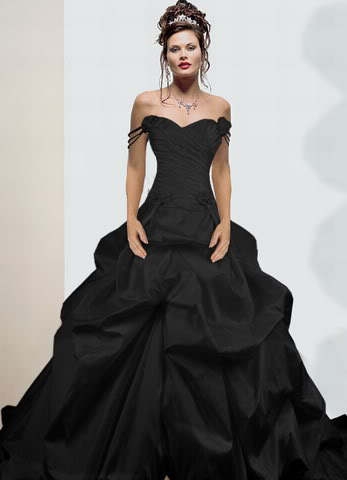 Black Off-the-Shoulder Simple Gothic Wedding Dress