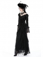 Black Gothic Queen Rose Cold Shoulder Sexy Long Fishtail Dress