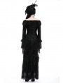 Black Gothic Queen Rose Cold Shoulder Sexy Long Fishtail Dress