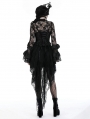 Black Gothic Sexy Perspective Lace Petal Sleeve Top for Women