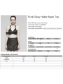 Black Gothic Punk Sexy Halter Neck Crop Top for Women