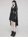 Black Gothic Skull Rose Kimono Dress with Corset