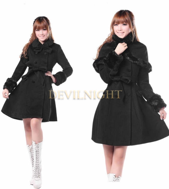 Black Classic Winter Lolita Cape Coat