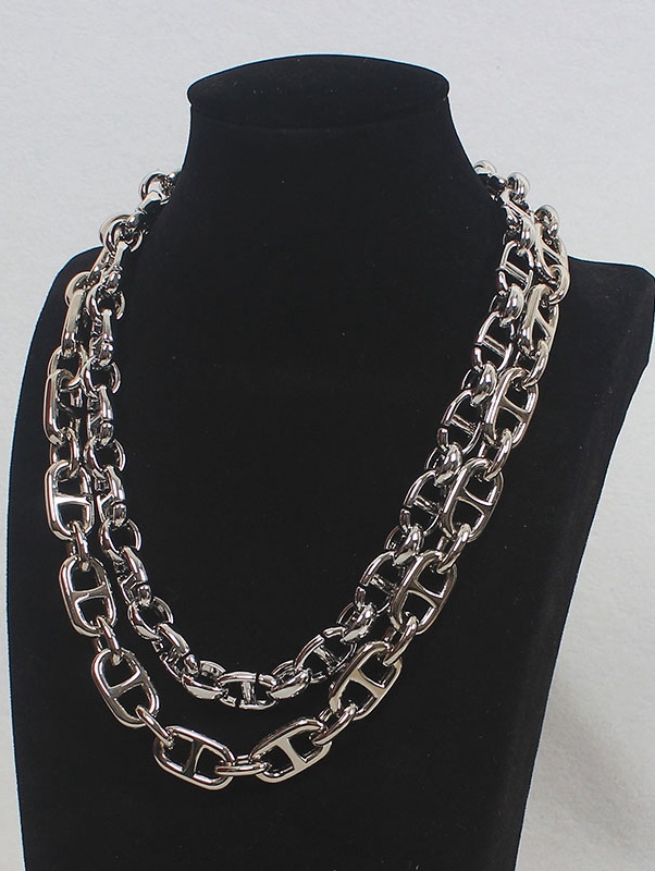 Silver Punk Retro Metal Letter Chunky Chain Necklace