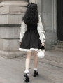 Black and Beige Lace Ruffle Classic Lolita Jumper Skirt and Blouse Set