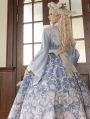 Sweet Alice Blue Bunny and Floral Print  Maid Lolita Kimono OP Dress Set