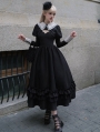 Black and White Lace Trim Classic Gothic Lolita Three-Piece JSK Dress Set