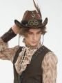 Brown Steampunk Cowboy Feather Hat for Men