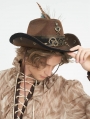 Brown Steampunk Cowboy Feather Hat for Men