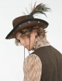 Brown Steampunk Cowboy Feather Hat for Men