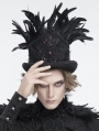 Black Retro Gothic Feather Embellished Top Hat for Men