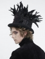 Black Retro Gothic Feather Embellished Top Hat for Men