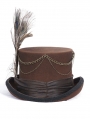 Brown Steampunk Rolled Brim Top Hat for Men