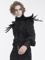Black Gothic Vintage Feather Fur Beaded Collar for Men