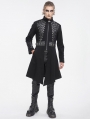 Black Gothic Punk Zip Up Faux Leather Spliced Jacket for Men