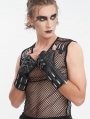 Black Gothic Punk Lace-Up Chain Gloves for Men