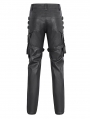 Black and Bronze Studded Punk Gothic Leather Fitted Pants for Men