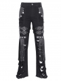 Black Gothic Punk Decadent Studded Chain Tassel Flared Pants for Men