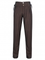 Wine Red Steampunk Retro Straight Striped Long Fit Party Pants for Men