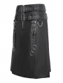 Black Gothic Punk Rock Buckled Double Slit Skirt for Men