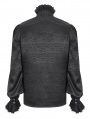 Black Gothic Vintage Pattern Long Sleeve Ruffle Shirt for Men