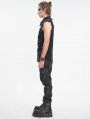 Black Gothic Punk Net Eyelet Sleeveless Shirt for Men