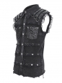 Black Gothic Punk Net Eyelet Sleeveless Shirt for Men