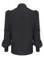 Black Retro Gothic Lace Applique Long Puff Sleeve Shirt for Men