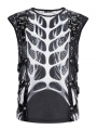 Black Gothic Punk Streetwear Skeleton Print Vest Top for Men