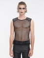 Black Gothic Punk Casual See Through Fishnet Vest Top for Men