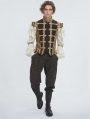 Gold and Brown Brocade Retro Armor Waistcoat for Men