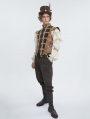 Gold and Brown Brocade Retro Armor Waistcoat for Men