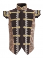 Gold and Brown Brocade Retro Armor Waistcoat for Men