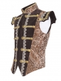 Gold and Brown Brocade Retro Armor Waistcoat for Men