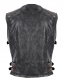 Black Gothic Punk Spiked Faux Leather Zip-Up Waistcoat for Men