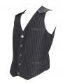 Black Vintage Gothic Classic Striped V-Neck Waistcoat for Men